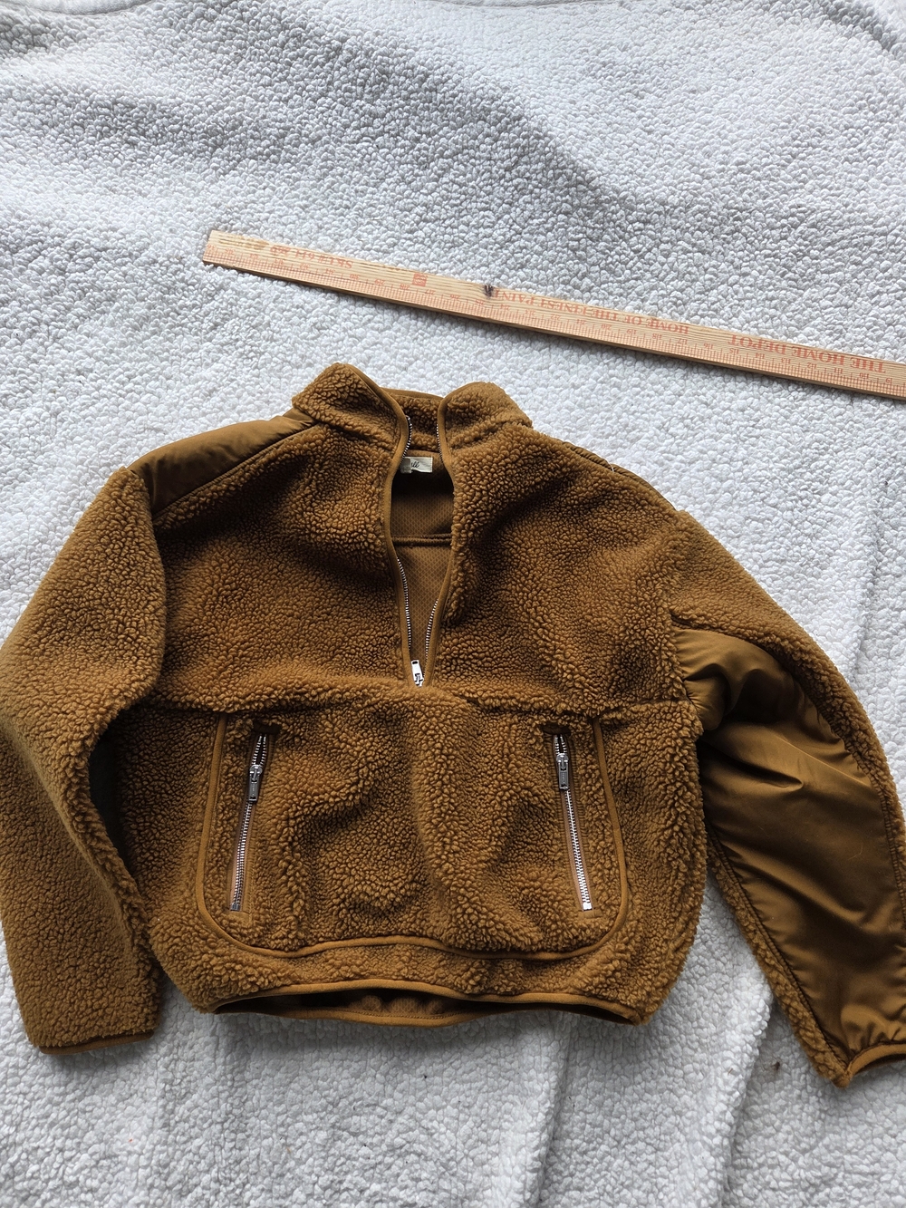 Madewell XXS  Brown Sherpa Half-Zip Puffer Jacket